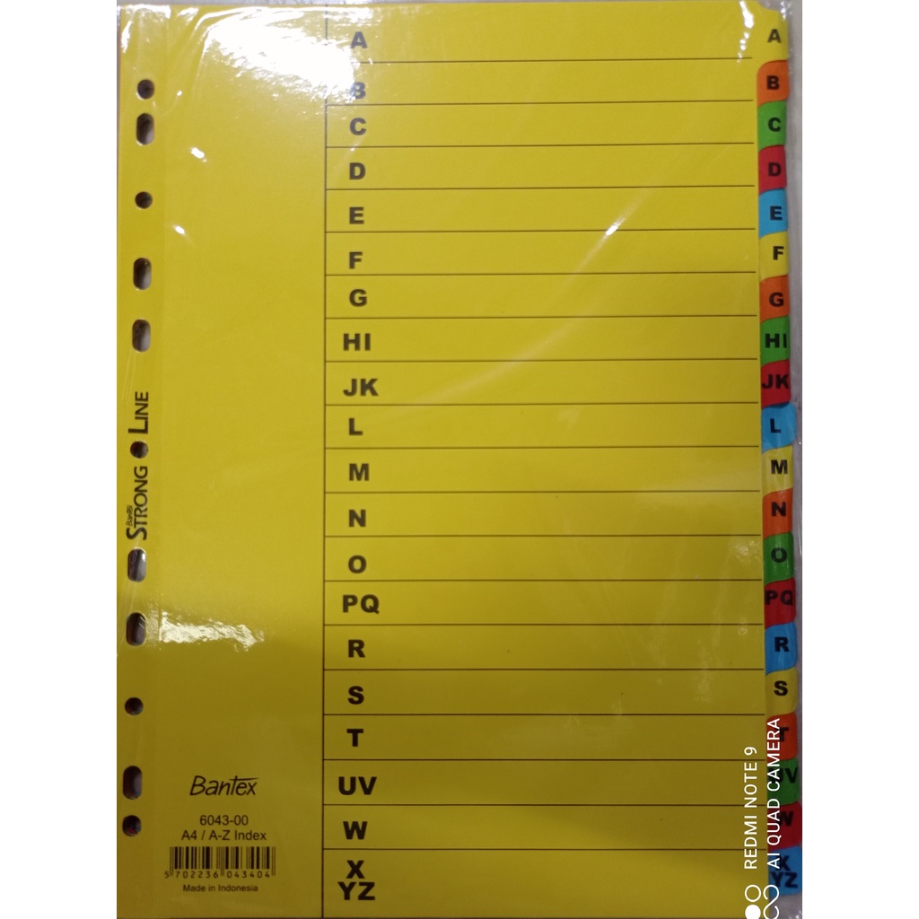 Pembatas / Divider Bantex A4 6043 Abjad A-Z