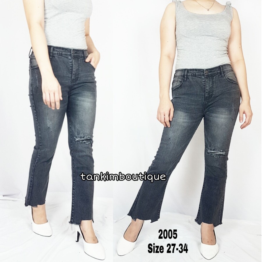 CELANA CUTBRAY JEANS SOBEK HITAM STRETCH 2005