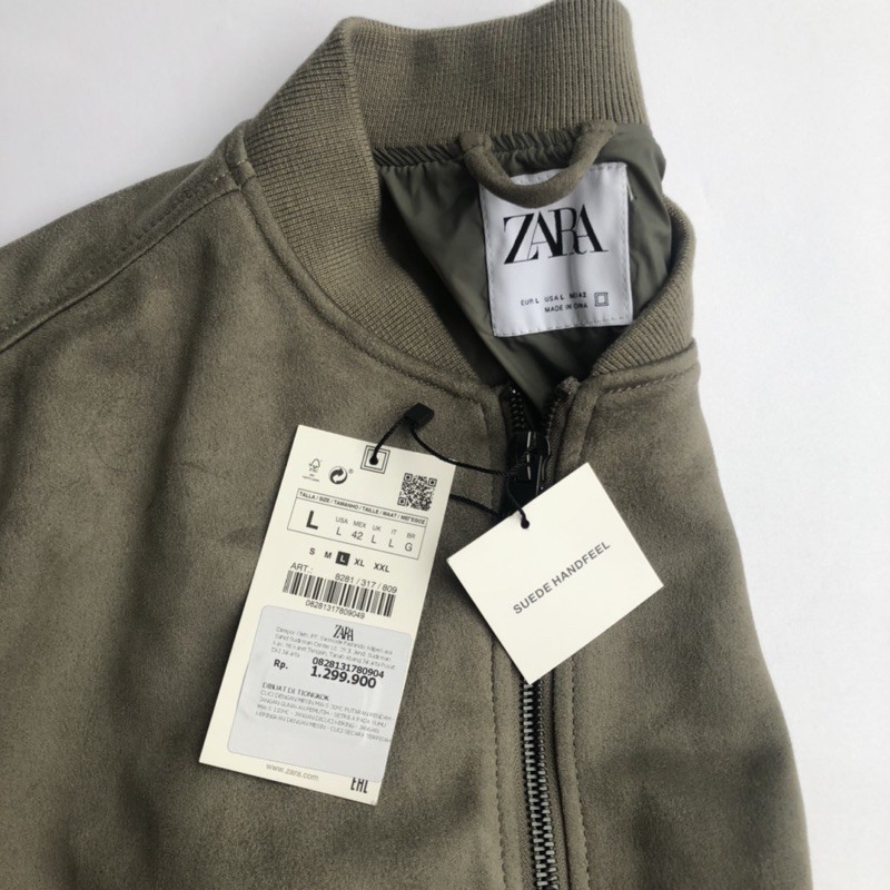 New Authentic Zara Faux Suede Bomber Jacket Shopee Indonesia