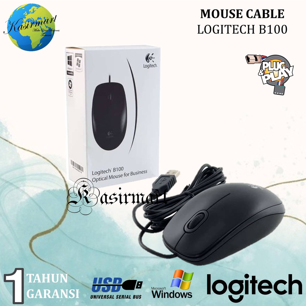 Logitech B100 Mouse Kabel USB Optical