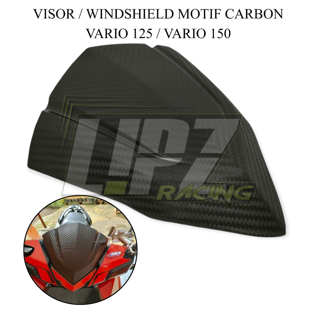 VISOR WINDSHIELD VARIO 150 / VARIO 125 WARNA HITAM &amp; CARBON