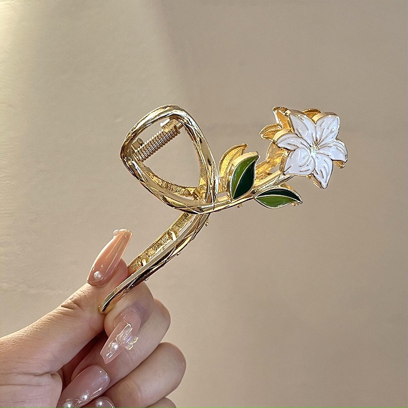 AY(CN) Jepit Rambut Bentuk Bunga Warna Putih Bahan Metal Untuk Wanita