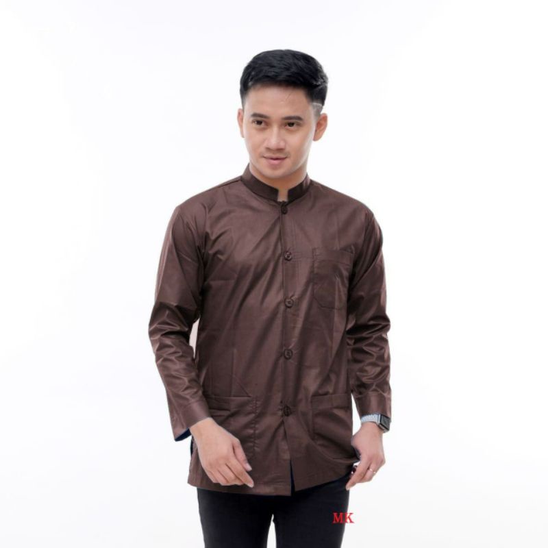 baju pria muslim koko hadroh coklat