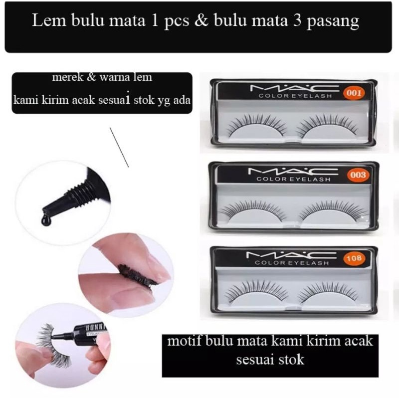 Paket Bulu mata 3 Pasang &amp; Lem Bulu Mata 1 Pcs