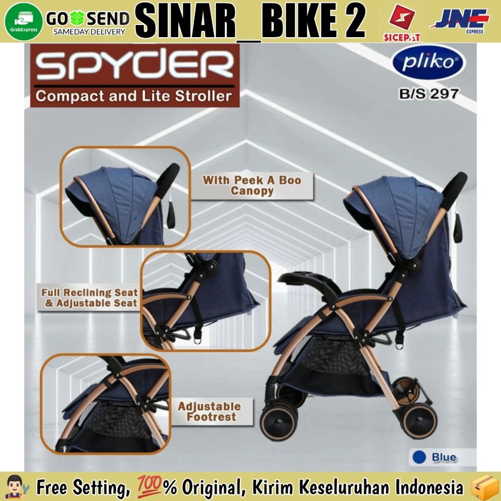 Baby Stroller Pliko Spyder 297 Gold Frame Kereta Dorong Bayi