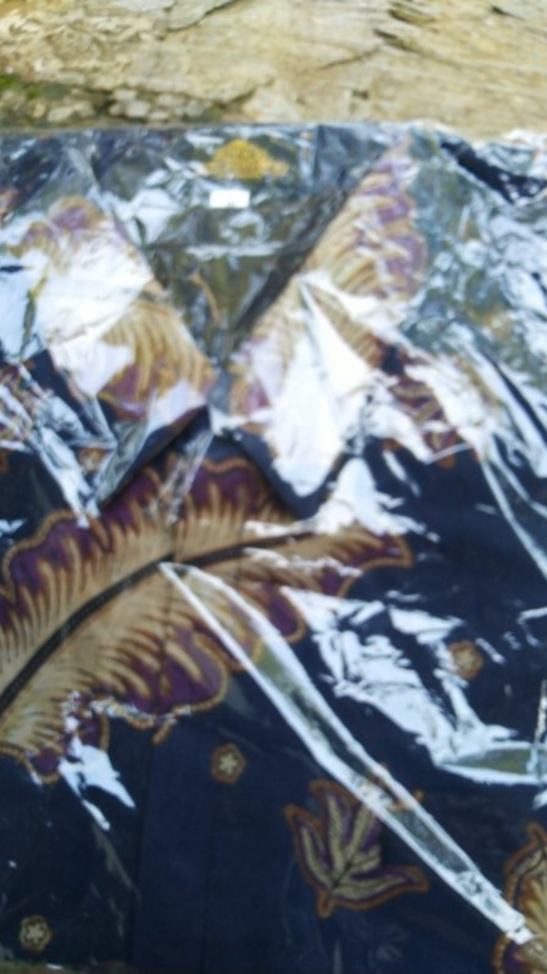 Ulu Kamulyan Navy Kemeja Batik Pria Bahan Batu Raden Lapis Furing