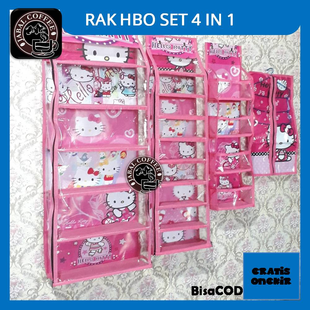 Rak Set Gantung 4 in 1 / Rak Set Gantung 4 in 1 HBO 1300 Gram / Rak Tas Rak Sepatu Rak Jilbab Rak Kosmetik Karakter 02