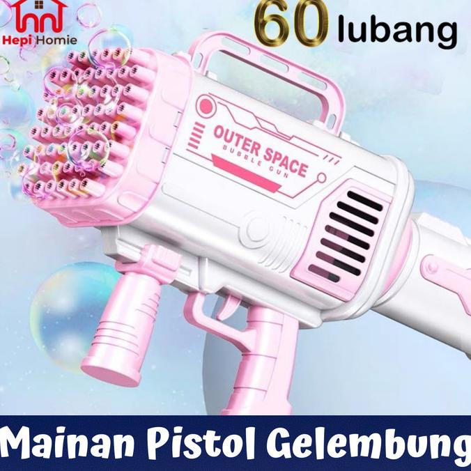 Mainan pistol anak tembakan gelembung balon 60 lubang ukuran besar