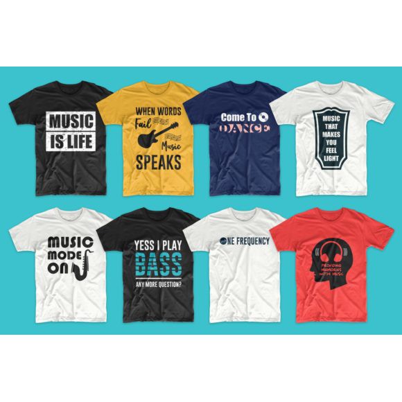 T-Shirt Designs Bundle Music Slogans V5 - Vector Designs EPS Illustaror