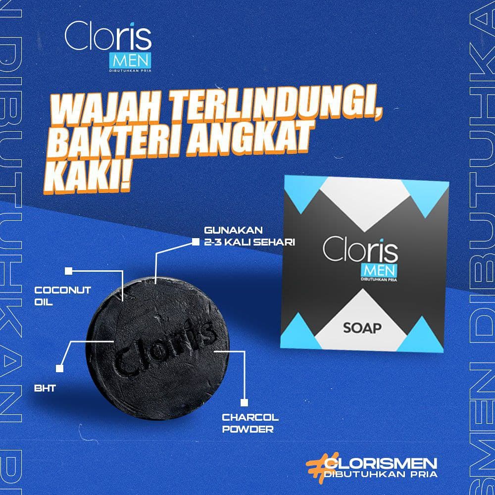 Cloris Men Soap - Sabun Cuci Muka Pembersih Wajah Pria / Facial Face Wash Acne For Men