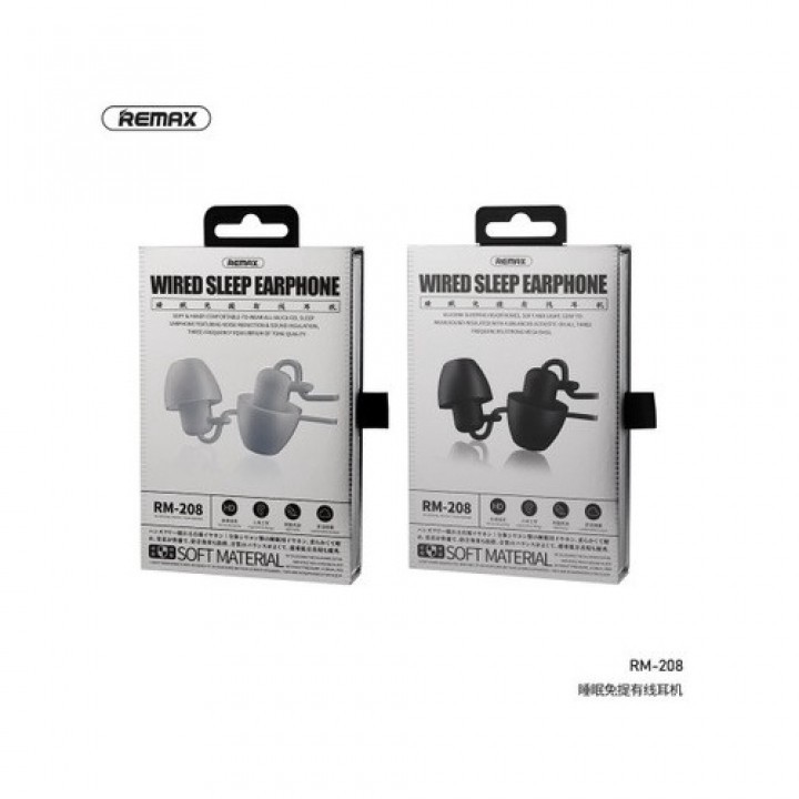 REMAX RM-208 - Hands-free Sleep Silicone Wired 3.5mm Stereo Earphone