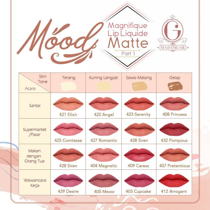 ✿ MADAME ✿ MADAME GIE MAGNIFIQUE LIP LIQUIDE 12 warna / LIP LIQUIDE MADAME GIE