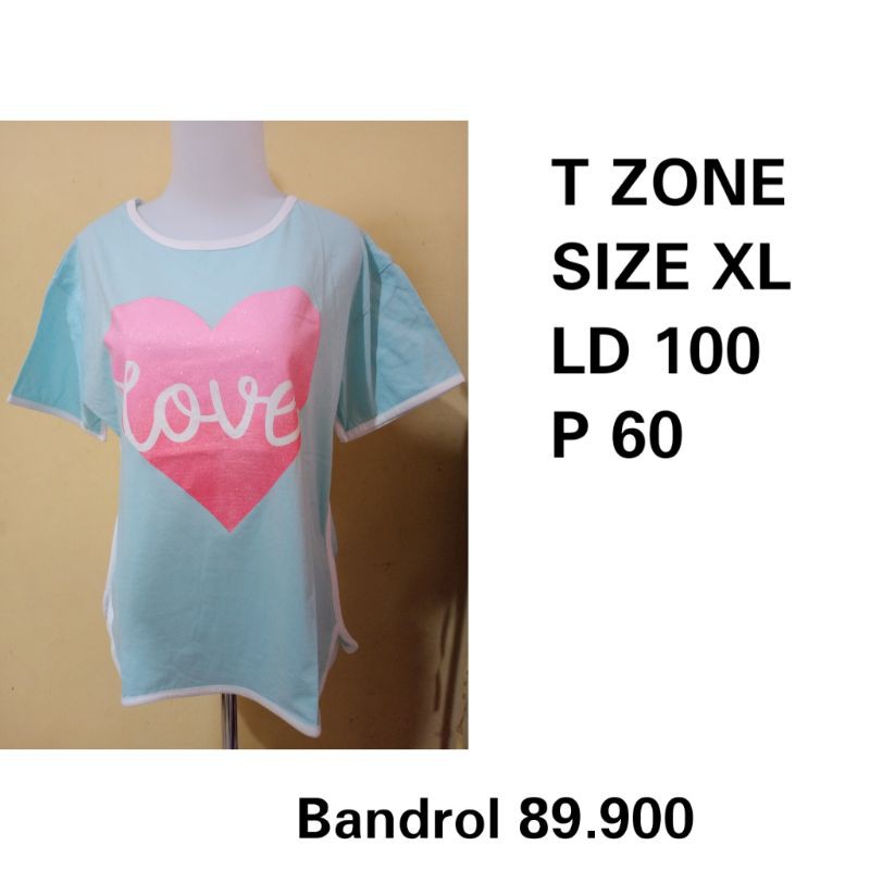 T ZONE Atasan kaos wanita lengan pendek size XL tshirt