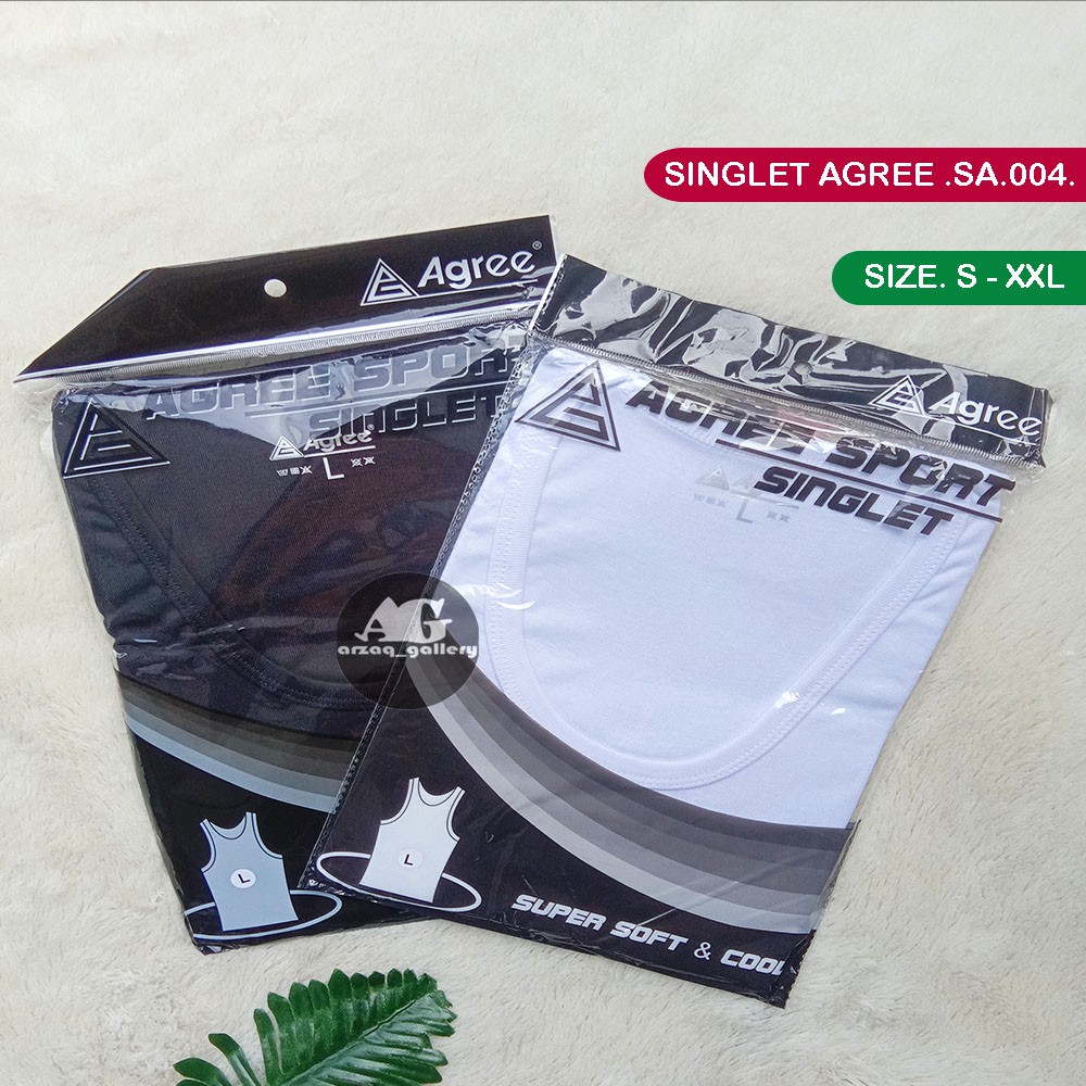 SINGLET AGREE SA 004 | Kaos Dalam Pria | Singlet Agree Comfort &amp; Super Cool - plastik hitam