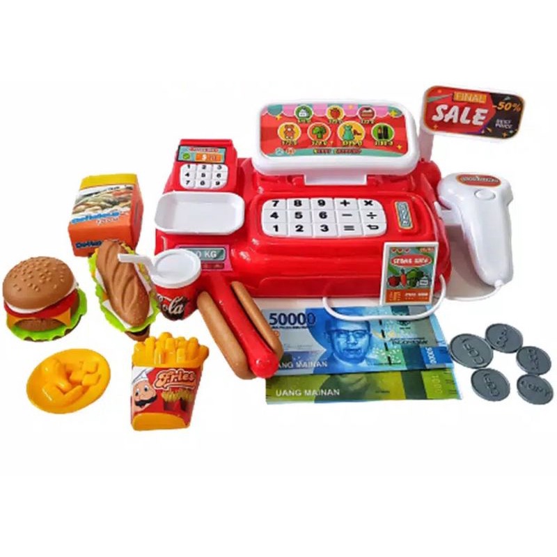 MAINAN ANAK CEWEK MESIN KASIR BURGER KANTONG CASH REGISTER / KASIR KASIRAN / KASIR MINI