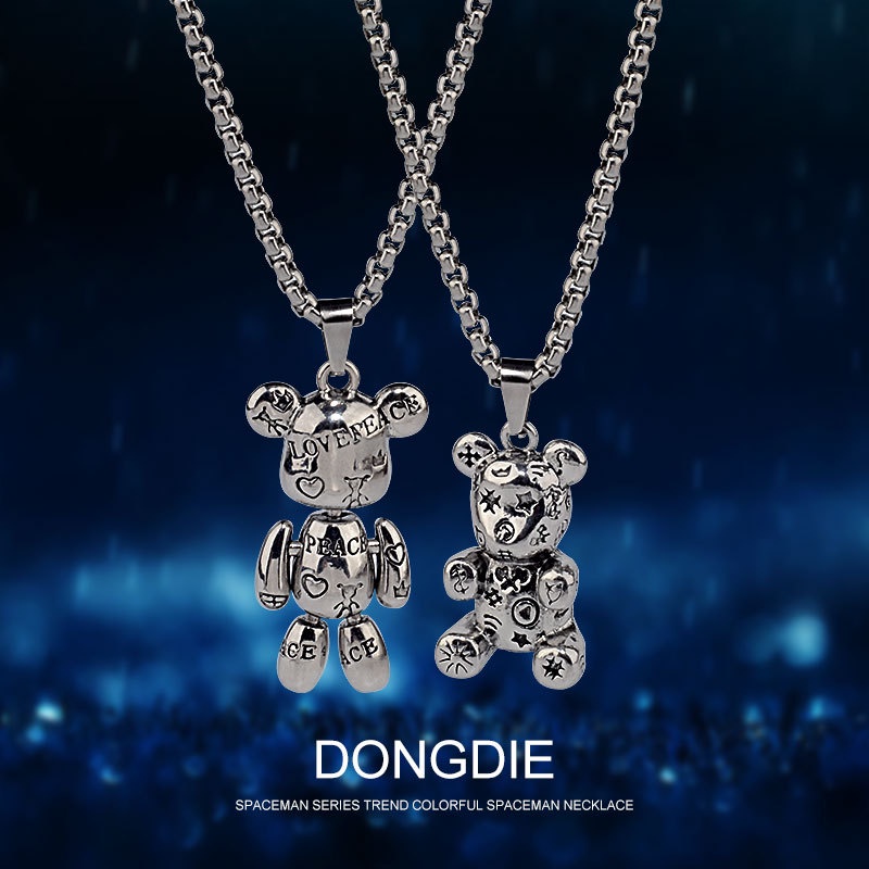 Kalung Liontin Desain Beruang Gaya Hip Hop Untuk Wanita