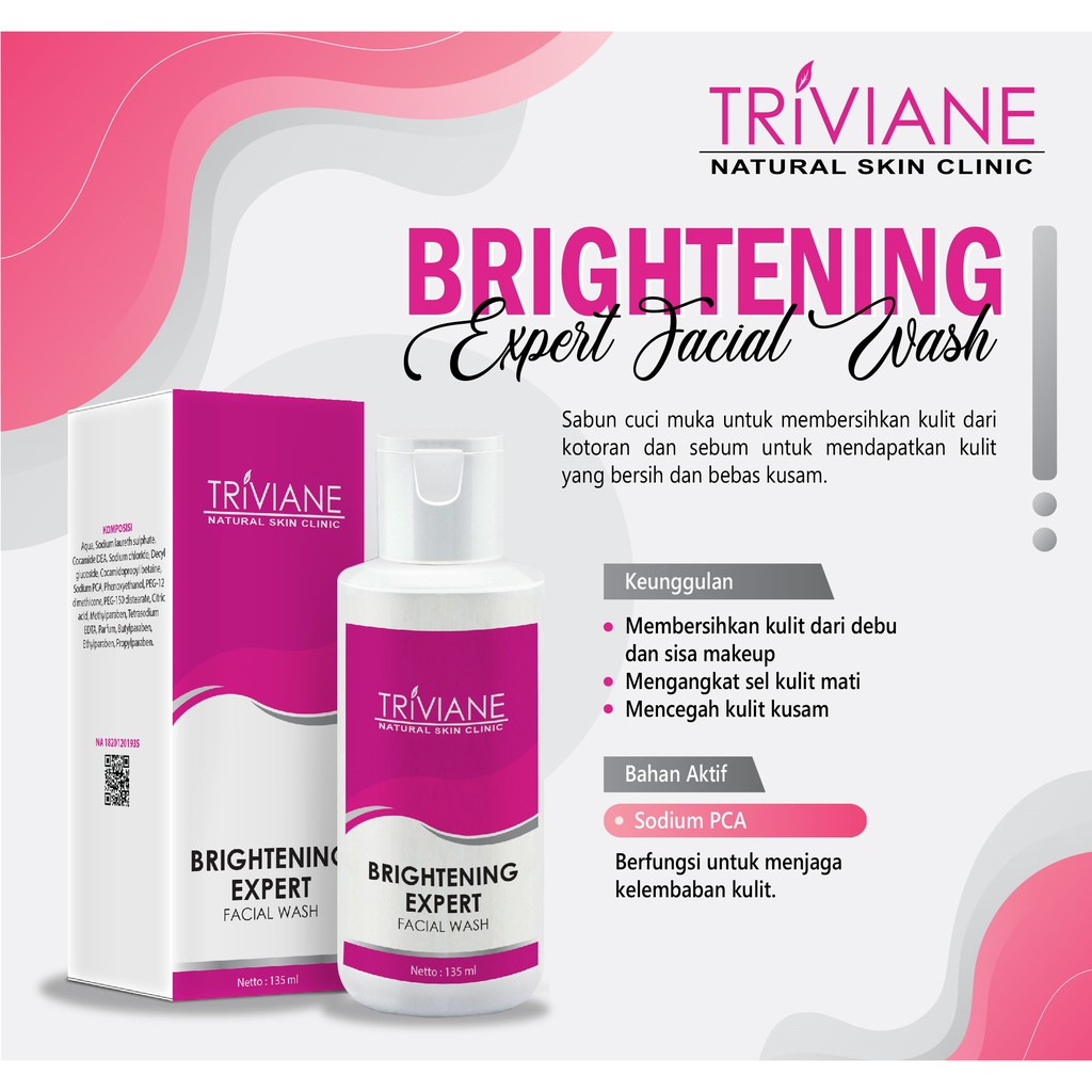 Triviane Brightening Expert Facial Wash 135ml Original / Sabun Wajah Pencerah BPOM Aman