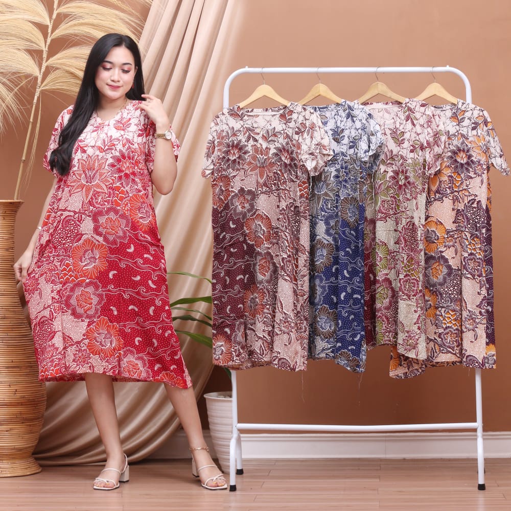 Daster Kencana Ungu Batik - Daster Busui LD 105 - Atasan Wanita - Batik Motif Abstrak Kekinian-Aprilia