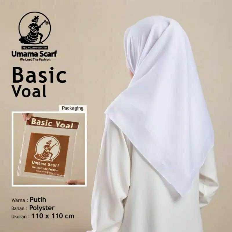 Jilbab Basic Voal Polos Original Umama Seri Warna | Hijab Basic Voal Warna Jait Tepi Part 1 By Umama-Basic putih