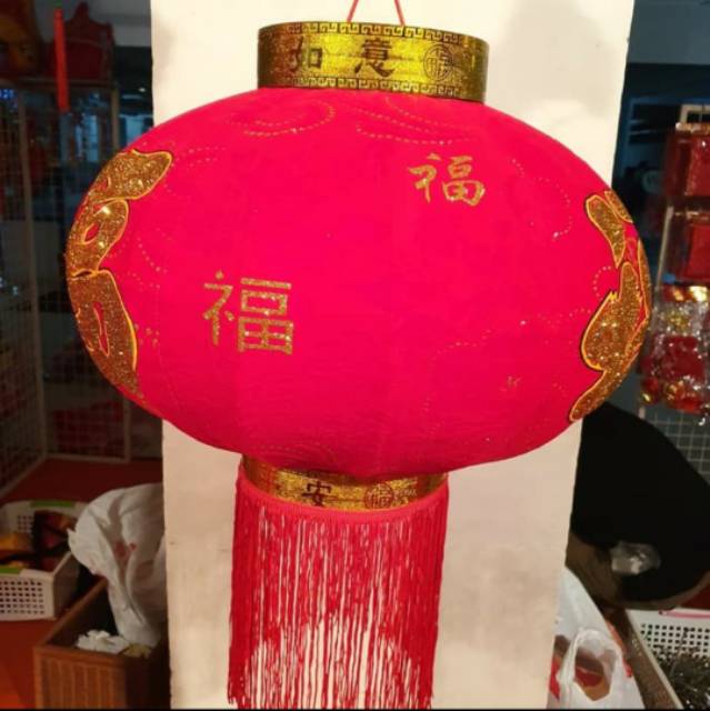 Lampion Merah 60 Cm Beludru Imlek Hiasan Fu Hoki Lampion Beludru Murah