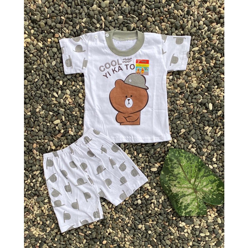 baju bayi lucu murah motif cool setelan PENDEK 3-18 bulan