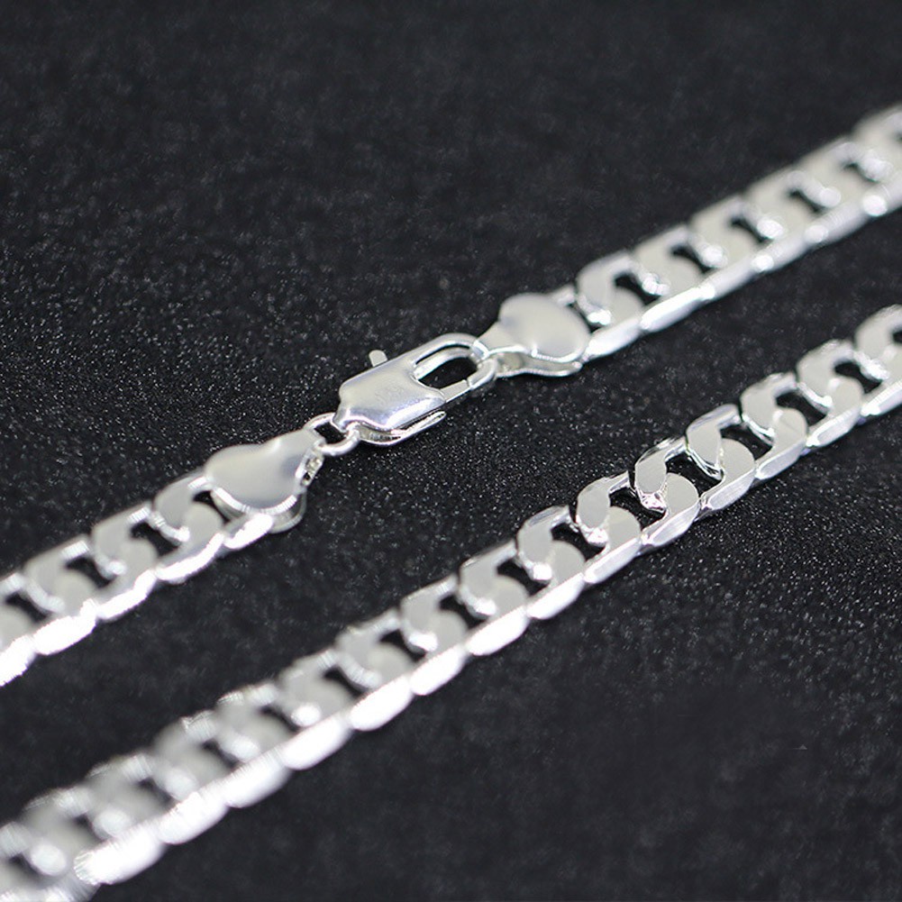 Width 6 Mm 925 Silver Silver Necklace For Men 925 Sterling Silver Chain Necklace