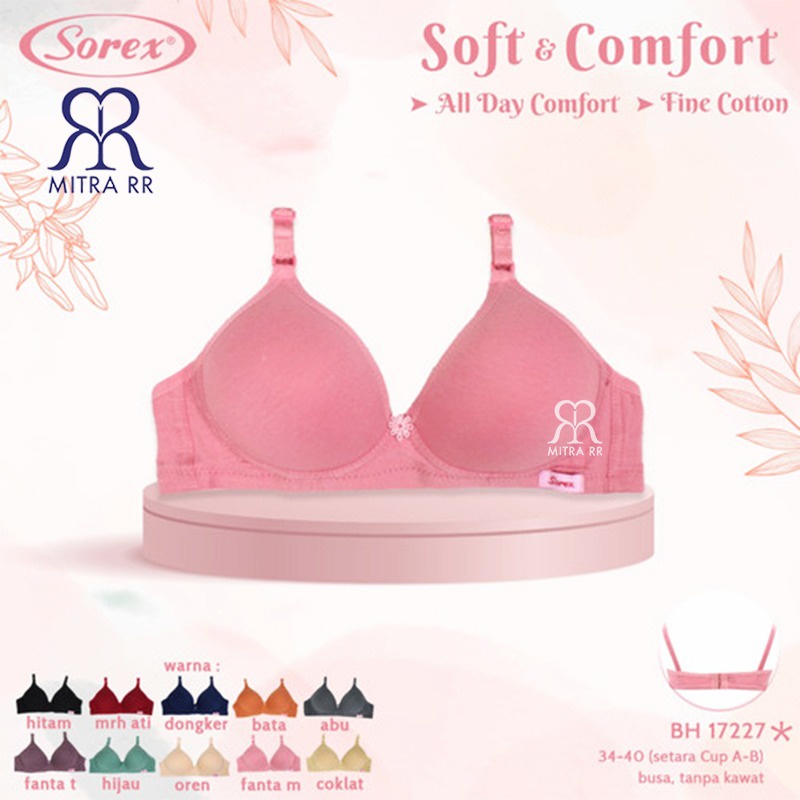 BH Sorex 17227 Bra Busa Tanpa Kawat Setara Cup A-B Kait 2 Soft &amp; Comfort