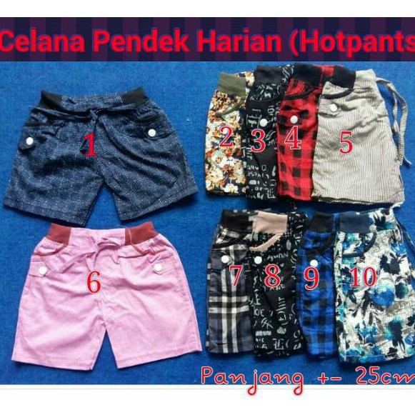 Celana Harian Anak Hotpant Katun Motiv Murah 1-3 tahun