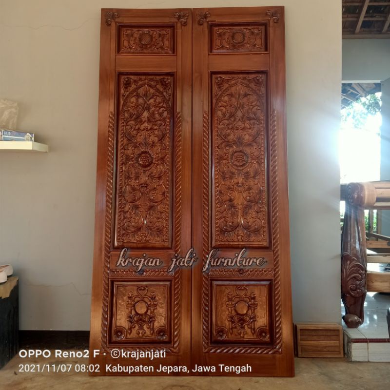 PINTU RUMAH KAYU JATI UKIRAN JEPARA