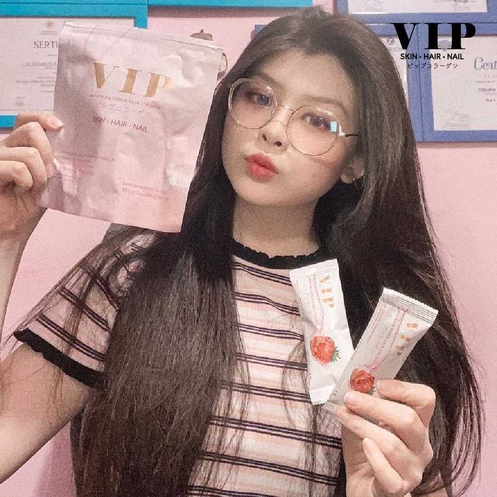 VIP COLLAGEN SUPLEMEN KECANTIKAN COLAGEN MINUMAN PERAWATAN PEMUTIH KULIT WAJAH KOLAGEN DRINK BPOM ORIGINAL