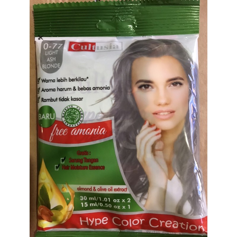 PEWARNA RAMBUT CULTUSIA 30 ml LIGHT ASH BLONDE 0/77 (BARU) SASET