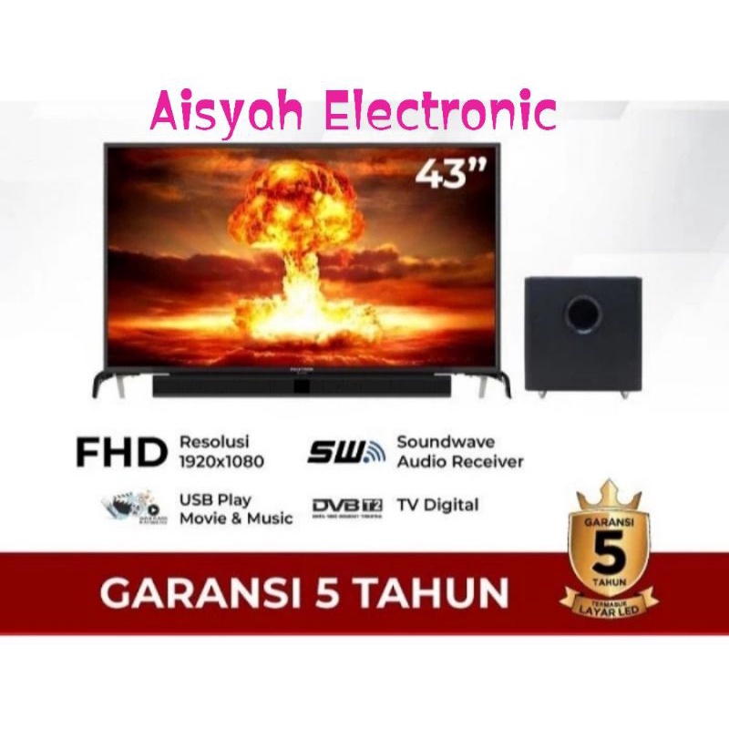 LED TV POLYTRON 43 INCI SOUND BAR GARANSI 5 TAHUN (PLD-43BV1558)