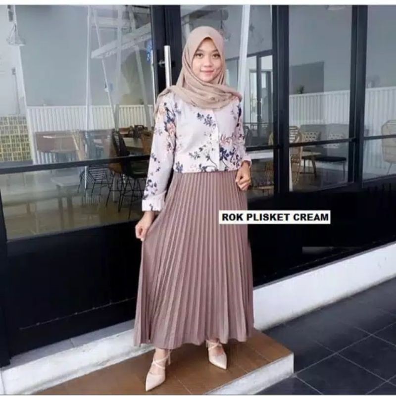 SETELAN KEMEJA DAN ROK PLISKET PREMIUM