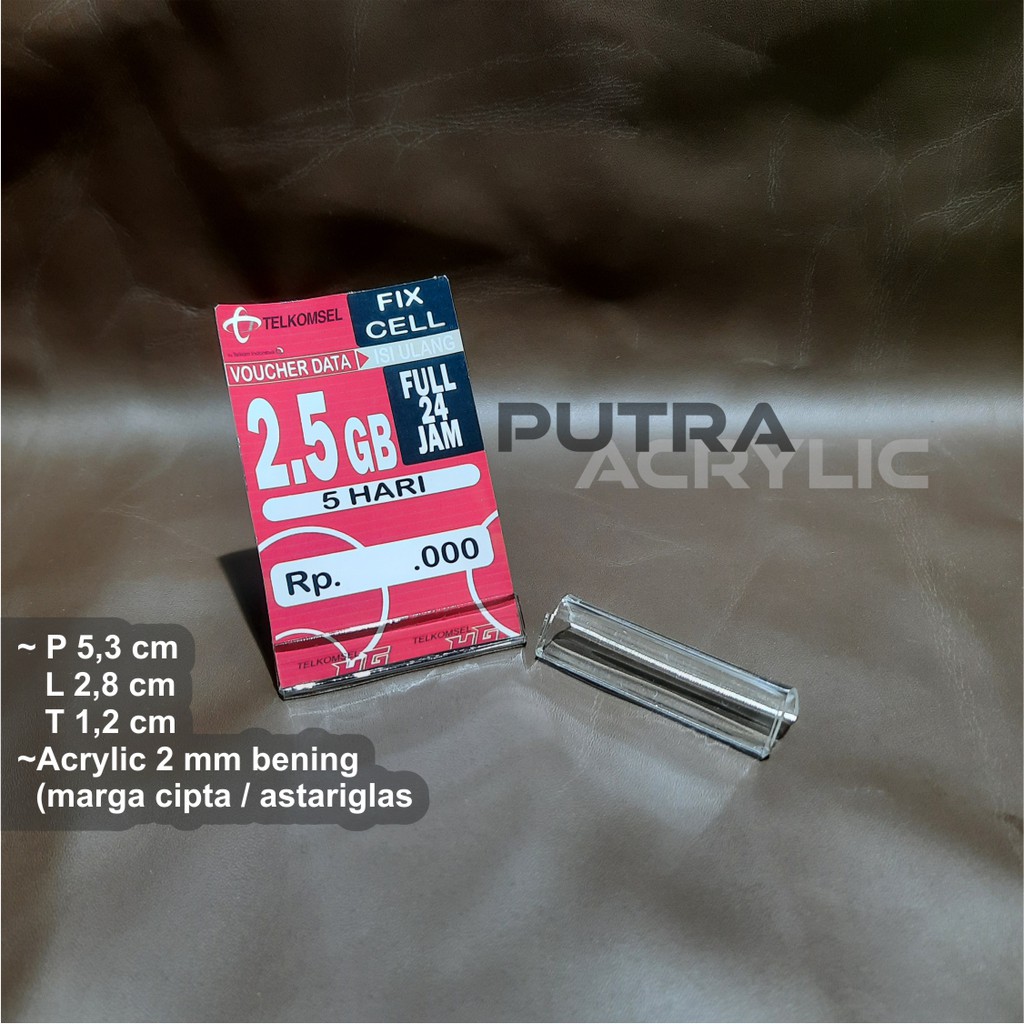 dudukan voucher Price tag akrilik label harga kouta label harga voucer konter label harga paket data