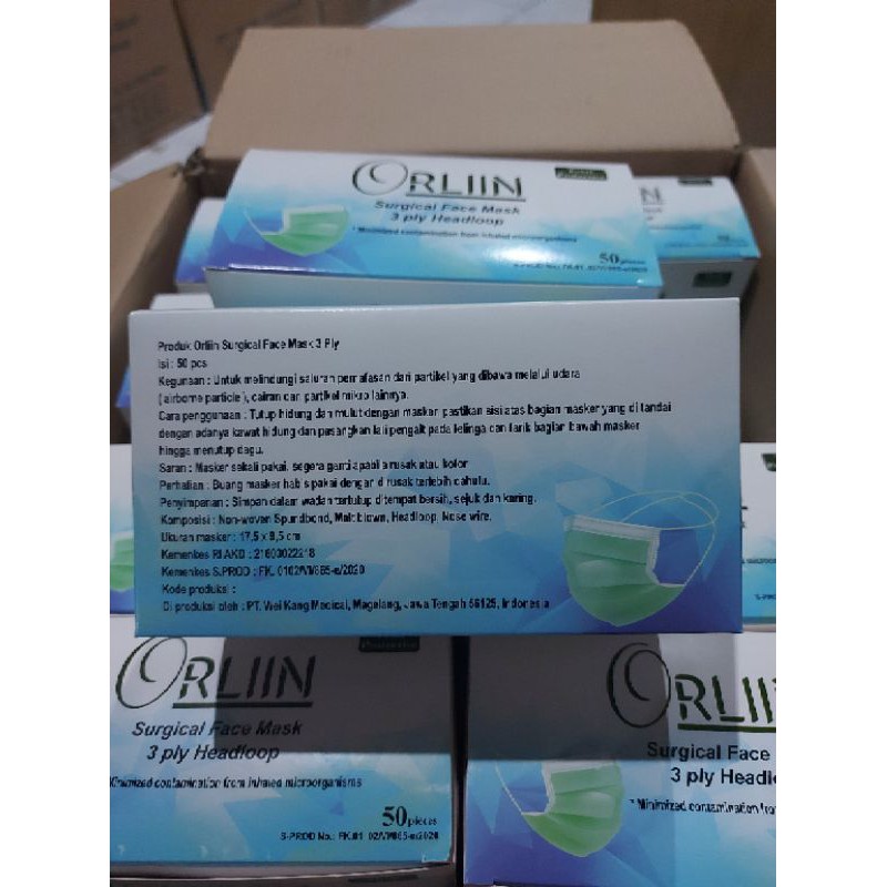 MASKER ORLIIN EARLOOP BY ORLEE DISPOSABLE 3PLY