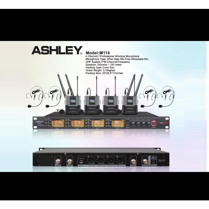 mic wireless ashley m114 m 114 4 mic clip on dan 4 mic headset original