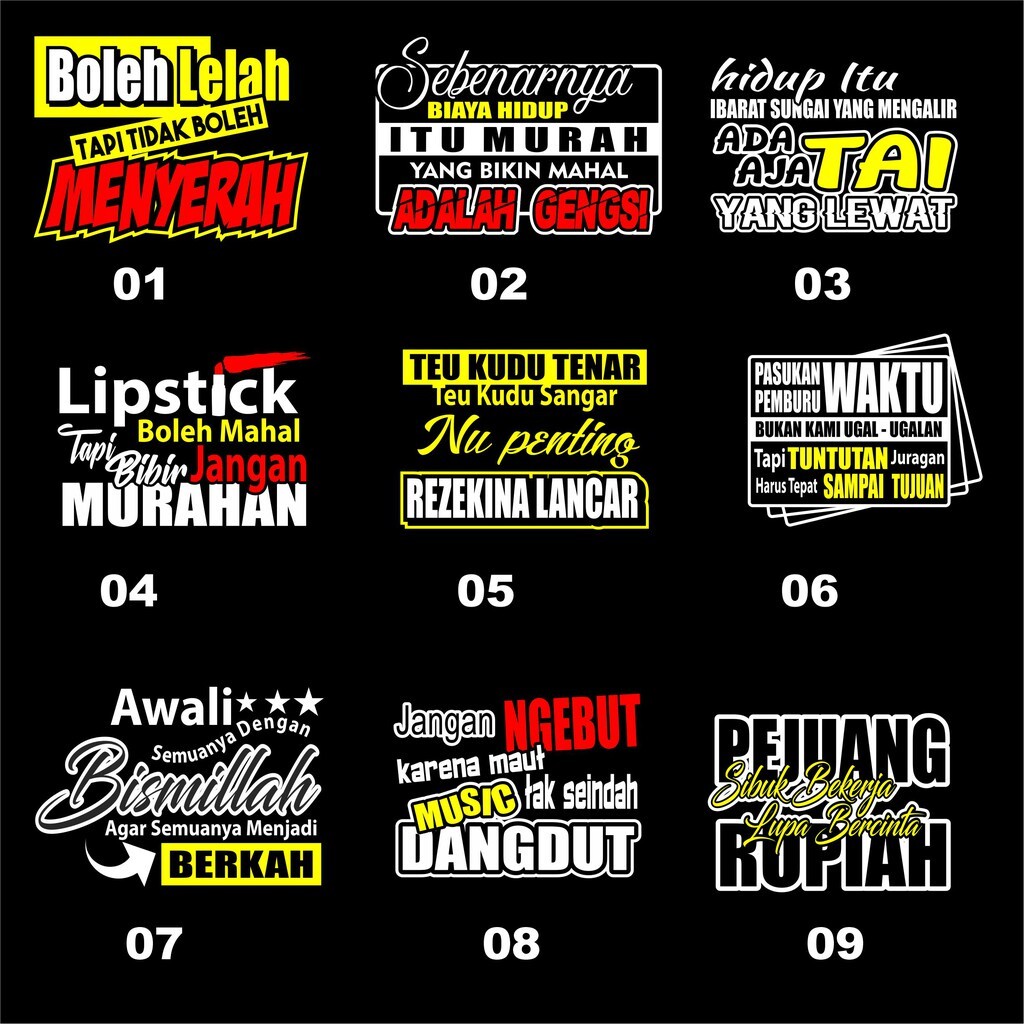 STICKER SKOTLET STIKER KACA PINTU/KACA/BODY MOBIL TRUCK/PICK UP/L300 KATA KATA KACA