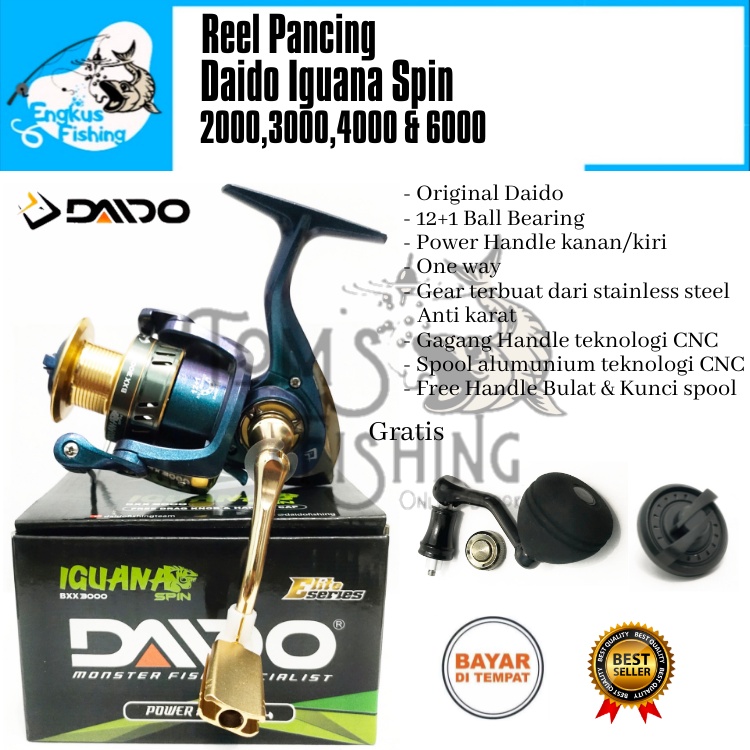 Reel Pancing Daido Iguana Spin 4000 &amp; 6000 (12+1Bearing) Banyak Bonus Murah - Engkus Fishing