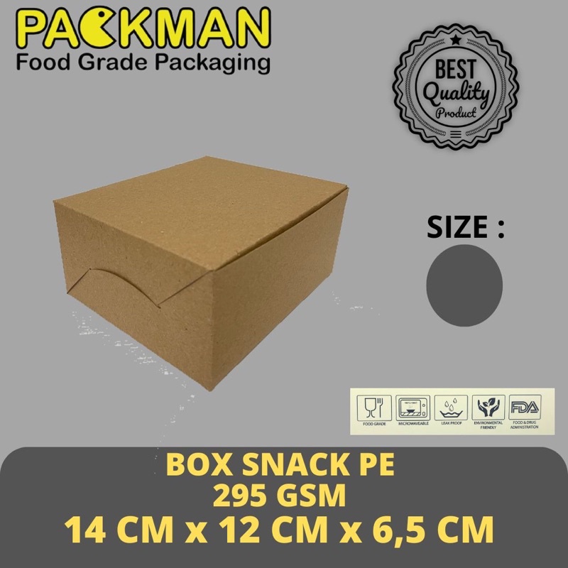 

BOX SNACK KRAFT 12x14 / KOTAK KUE CEMILAN GORENGAN - LAMINASI PE - 14x12x6,5