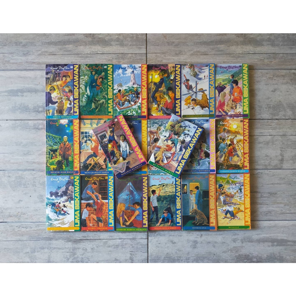 Paket Buku Novel Enid Blyton Serial Lima Sekawan 1-21 (-4) Cetakan Tahun 1990an