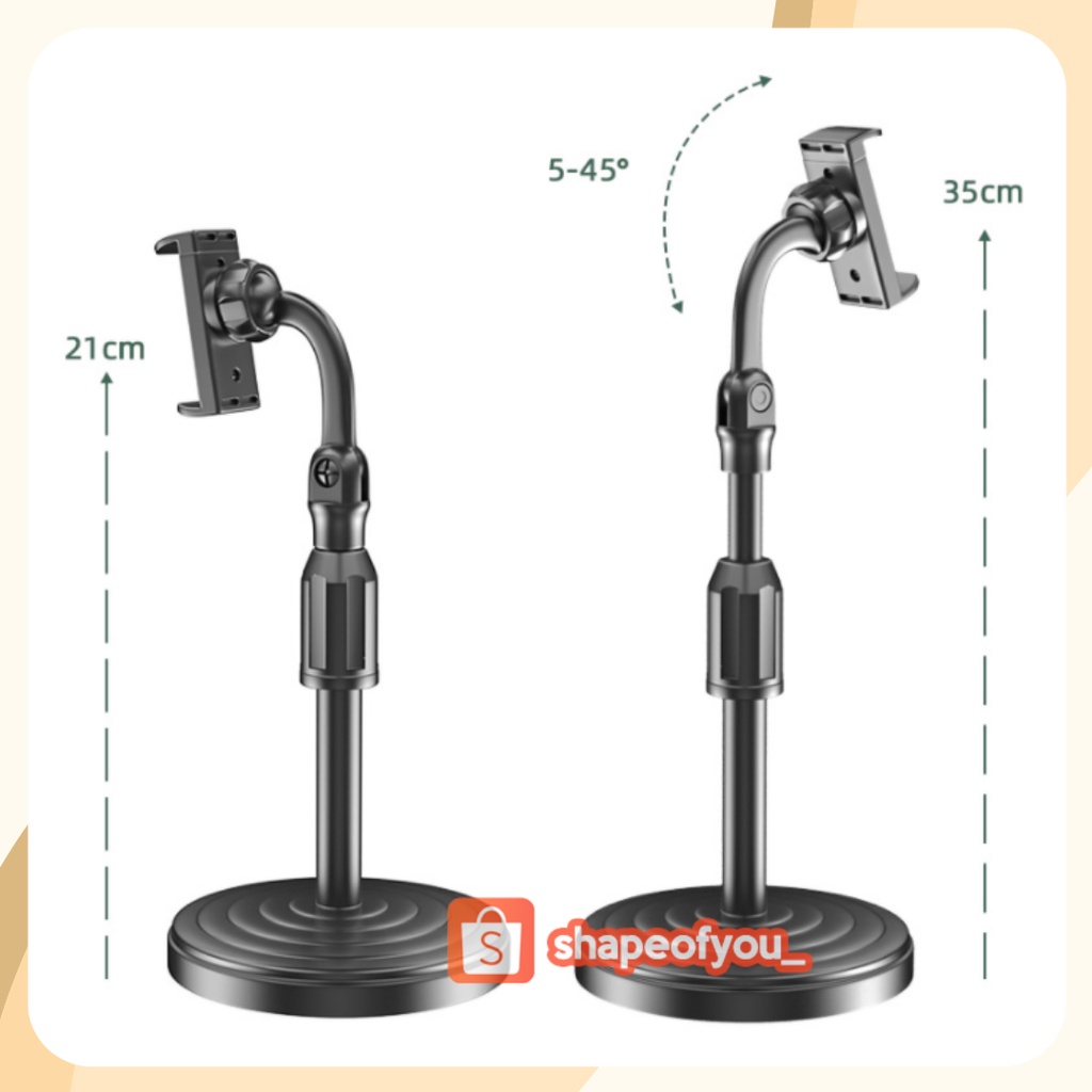 Phone Stand Holder Handphone Hape HP Standing Selfie Broadcasting Tempat HP di meja untuk Zoom Pegangan HP di Meja Putar Kuat Kokoh 360 Derajat