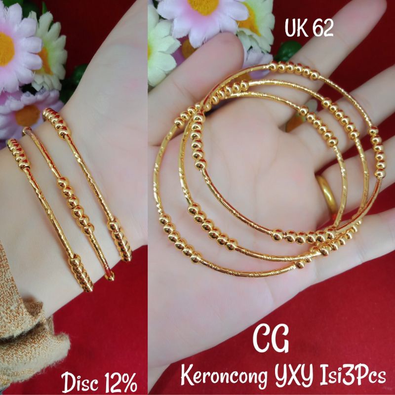 (Set 3) Gelang Keroncong Biji Lada Lapis Emas