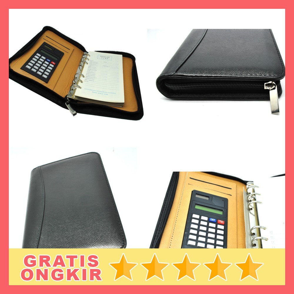 

Buku Catatan Binder Note Cover Kulit with Kalkulator - Y8302 - Black