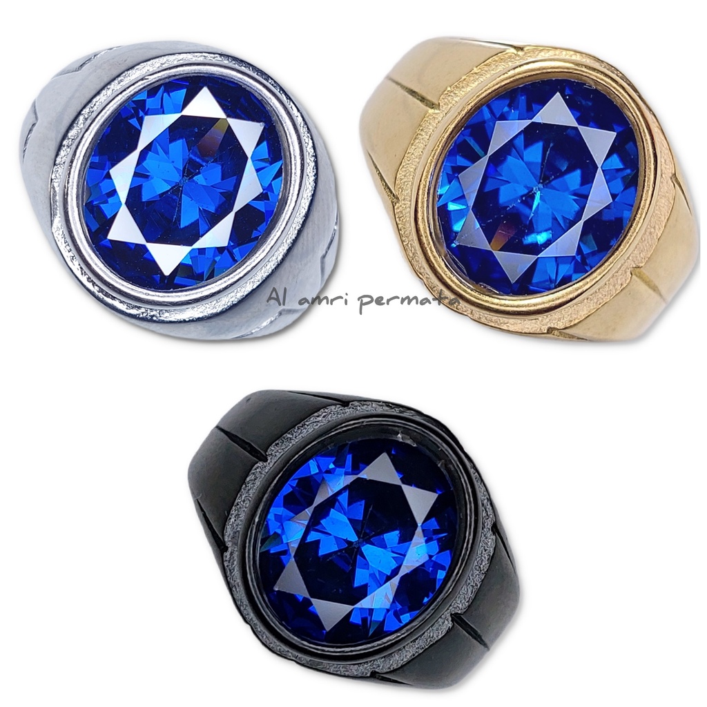 Cincin batu king safir batu king sapphire royal blue / Cincin pria