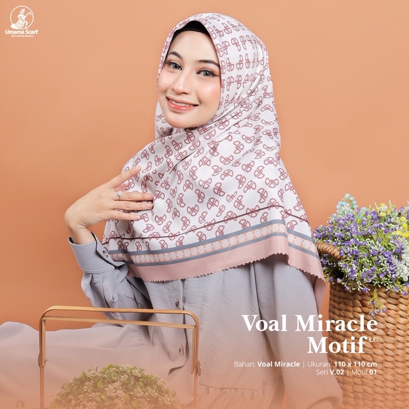 Umama Scarf - Kerudung Motif Segi Empat Voal Miracle Motif Lc