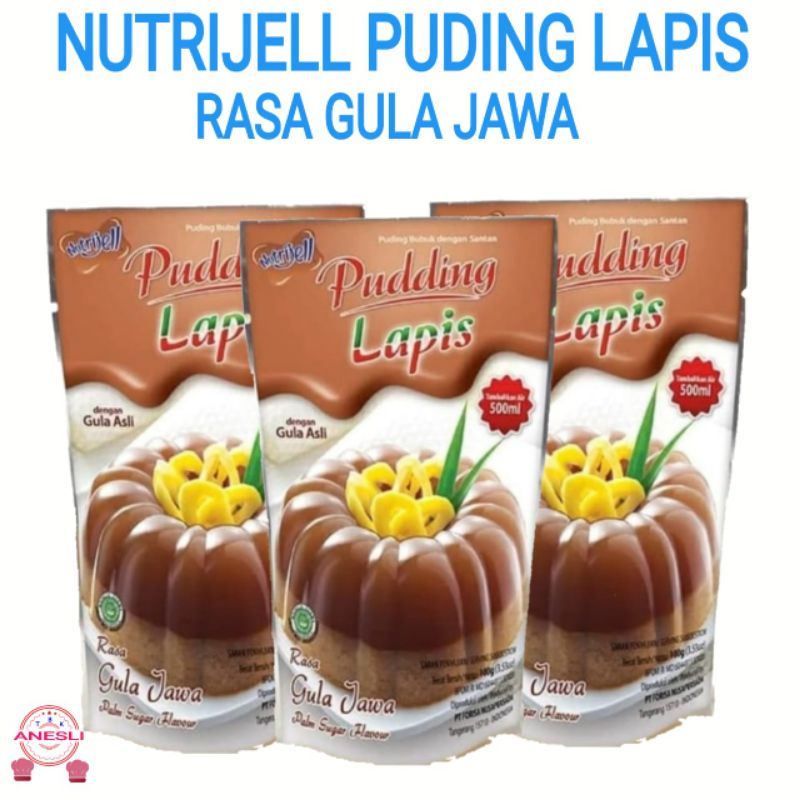 

Nutrijell puding lapis rasa gula jawa