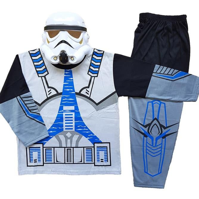 kostum baju anak star wars putih gratis topeng / baju anak star wars stroom trooper