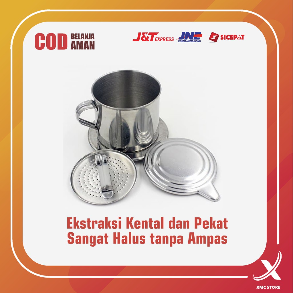 Set Gelas Filter Saringan Kopi Vietnam Ekstraksi Kental Pekat / Coffe Dripper Tanpa Ampas