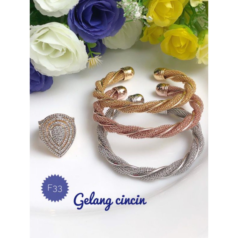 [replika berlian] set gelang cincin tiga warna berlian 020121