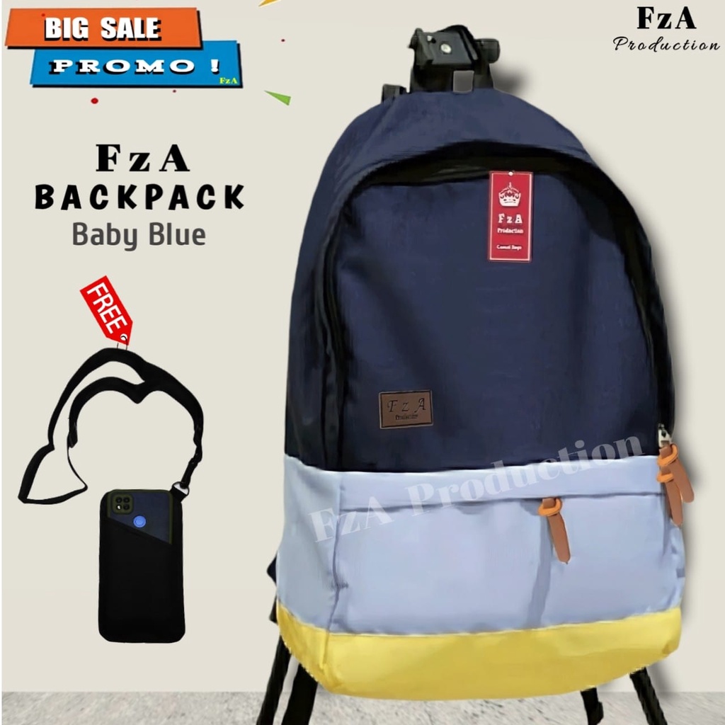 Tas Ransel Punggung Distro Casual Pria Wanita / Tas Ransel Laptop Original - FzA Gratis  Sako Wallet HP